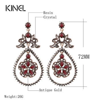 New Fashion Water Drop Red Resin Crystal Flowers Earrings For Women - The Jewellery Supermarket